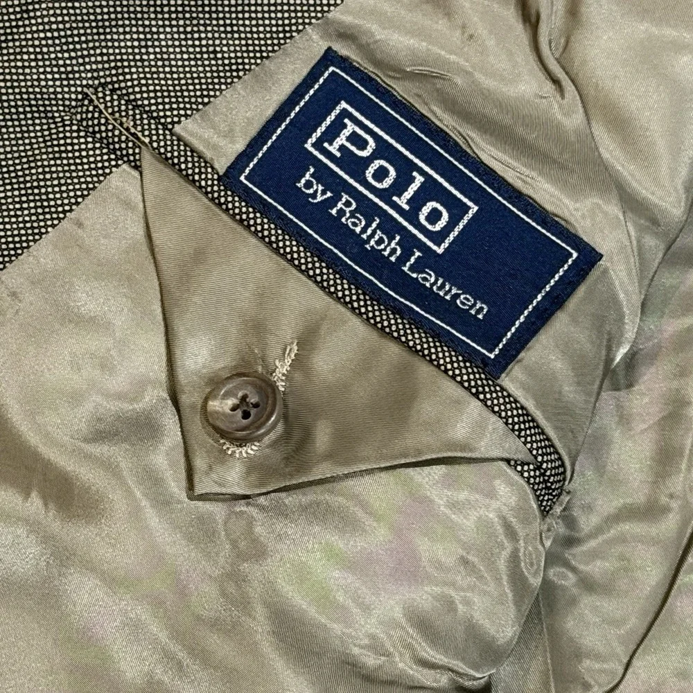 VTG 80s Polo Ralph Lauren 43R Wool BIRDSEYE Double Breast Blazer Suit Jacket